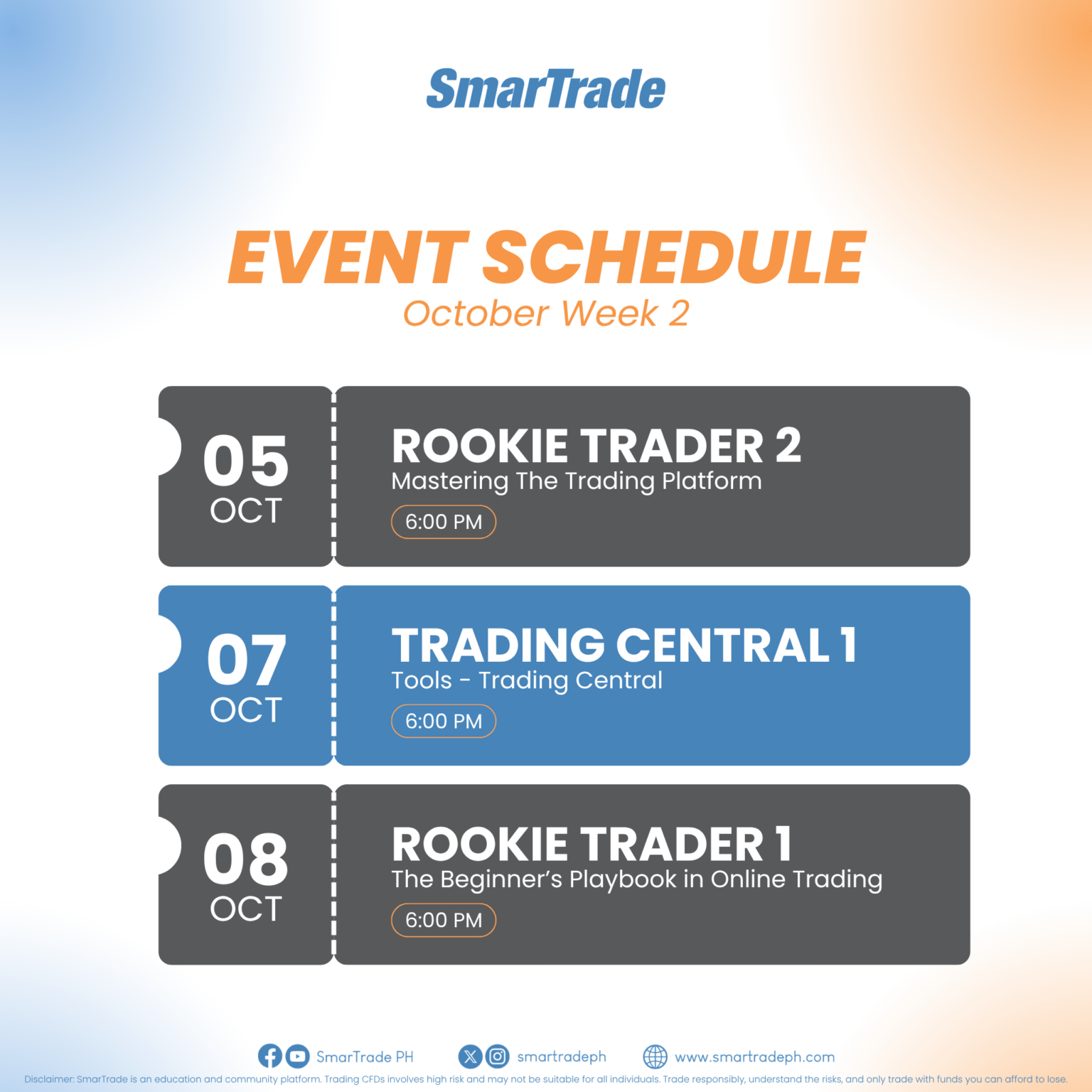 October Week 2 Webinar Schedule