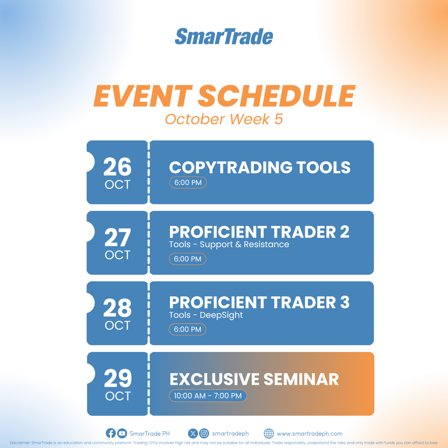 October Week 5 Webinar Schedule